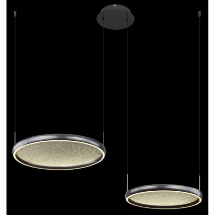 Globo - LED ljusreglerad ljuskrona på textilsladd LED/50W/230V 2700-6000K svart + fjärrkontroll