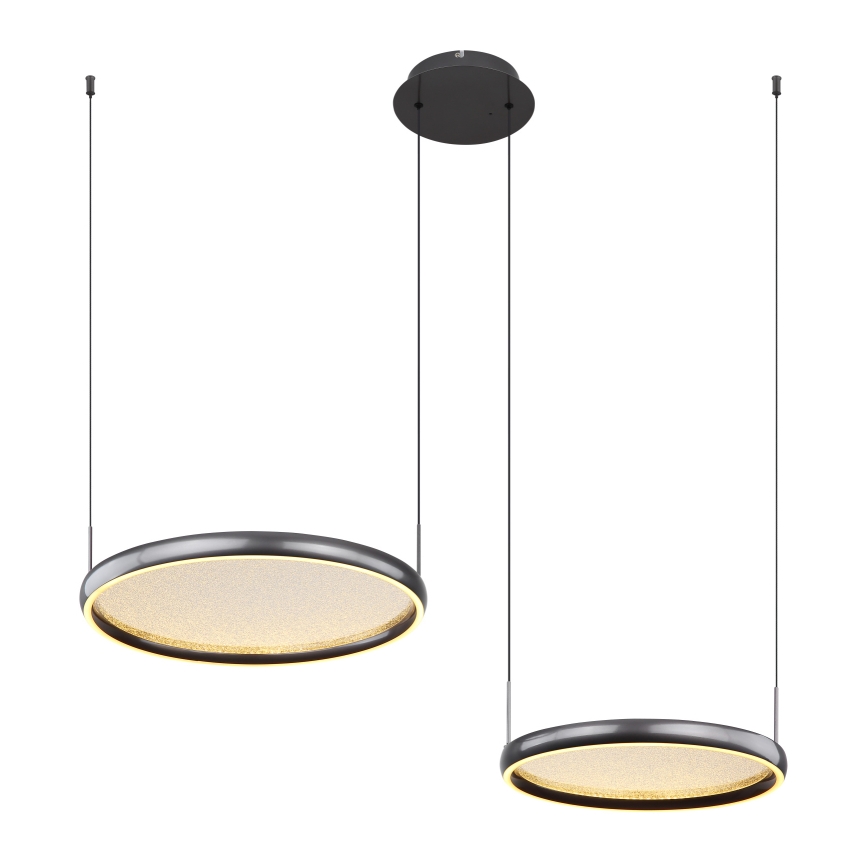 Globo - LED ljusreglerad ljuskrona på textilsladd LED/50W/230V 2700-6000K svart + fjärrkontroll