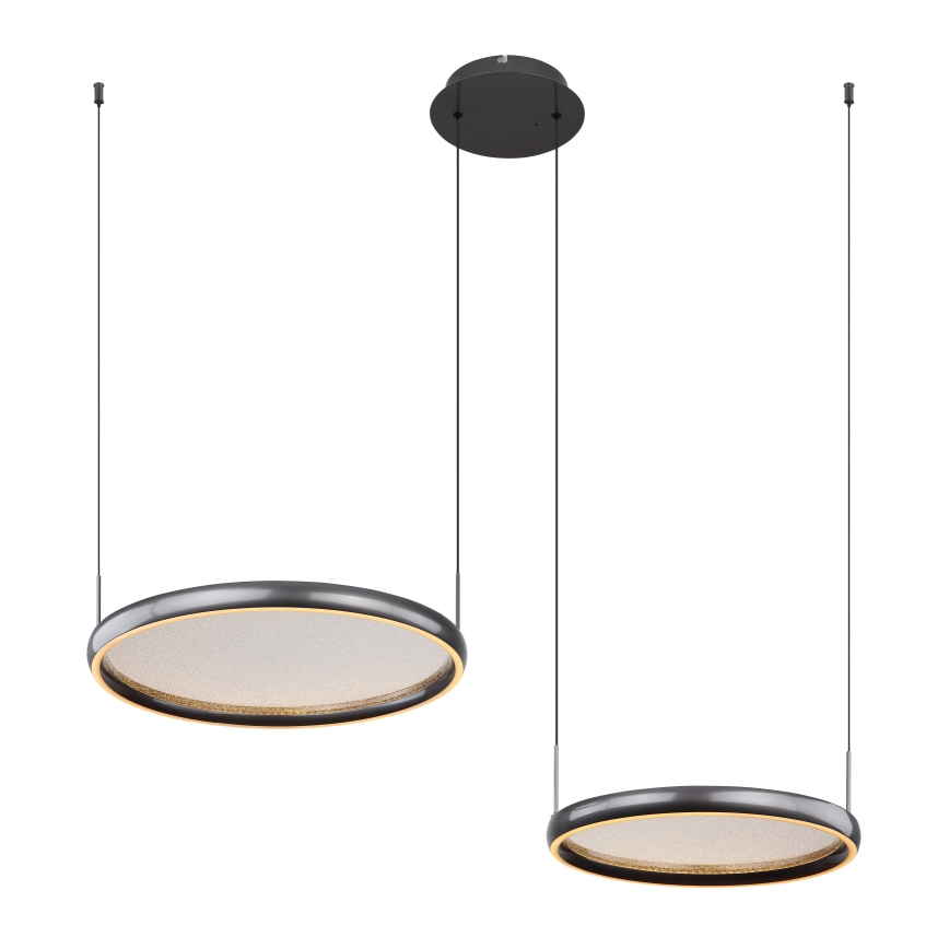 Globo - LED ljusreglerad ljuskrona på textilsladd LED/50W/230V 2700-6000K svart + fjärrkontroll