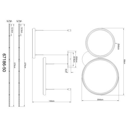 Globo - LED ljusreglerad ljuskrona på textilsladd LED/50W/230V 2700-6000K svart + fjärrkontroll