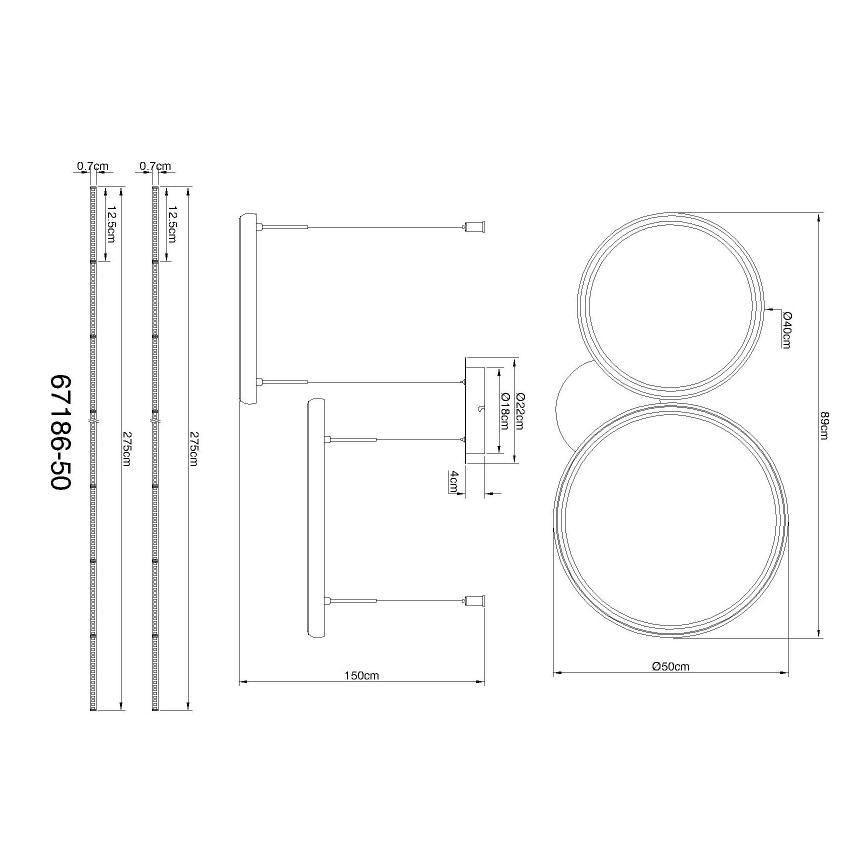 Globo - LED ljusreglerad ljuskrona på textilsladd LED/50W/230V 2700-6000K svart + fjärrkontroll