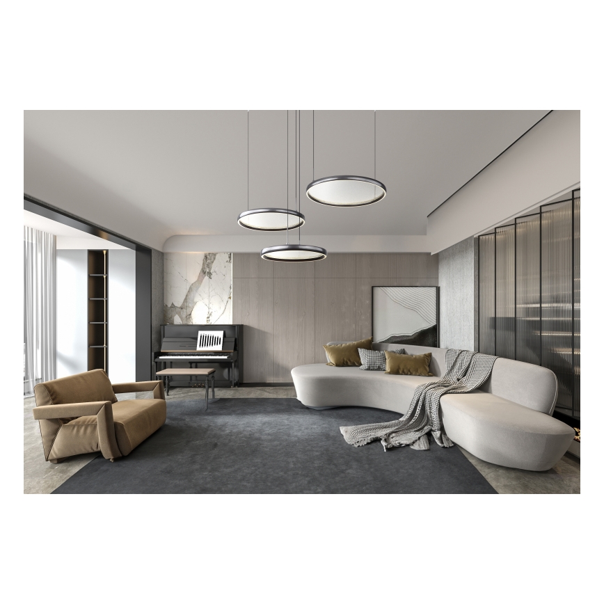 Globo - LED ljusreglerad ljuskrona på textilsladd LED/55W/230V 2700-6000K svart + fjärrkontroll