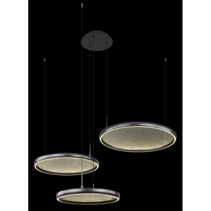 Globo - LED ljusreglerad ljuskrona på textilsladd LED/55W/230V 2700-6000K svart + fjärrkontroll