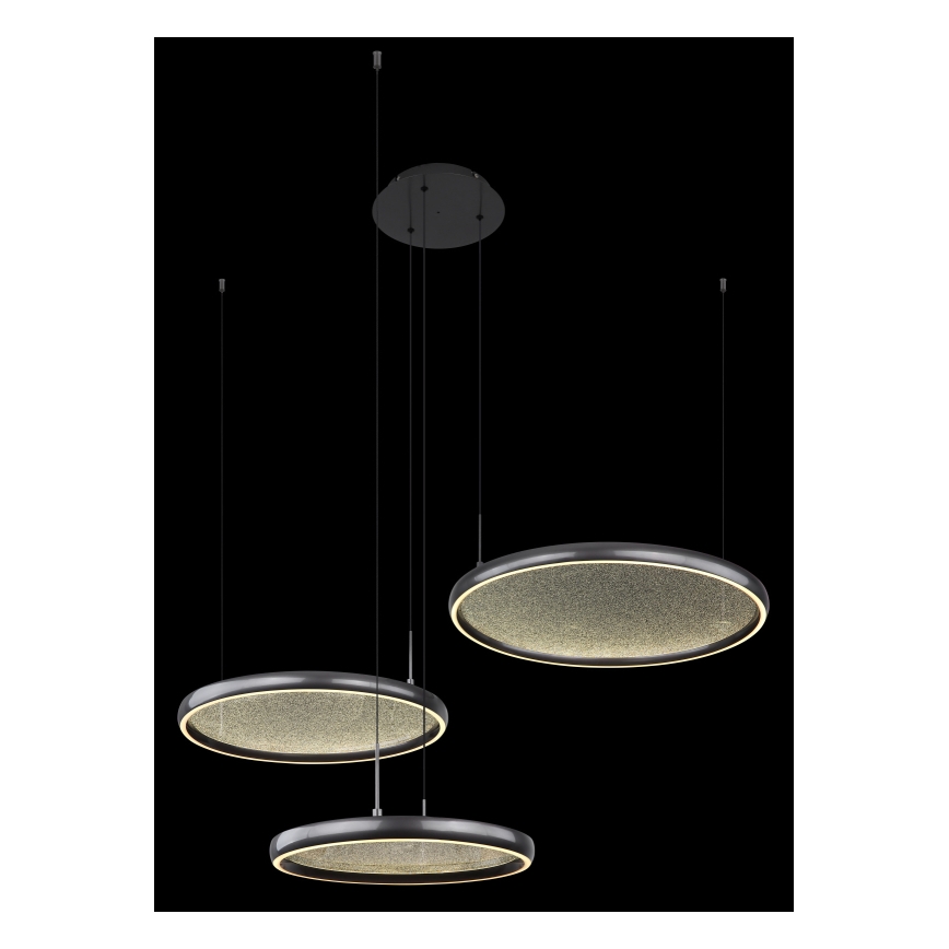 Globo - LED ljusreglerad ljuskrona på textilsladd LED/55W/230V 2700-6000K svart + fjärrkontroll