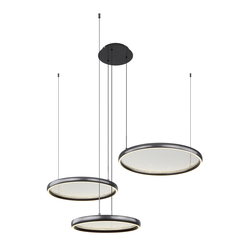 Globo - LED ljusreglerad ljuskrona på textilsladd LED/55W/230V 2700-6000K svart + fjärrkontroll