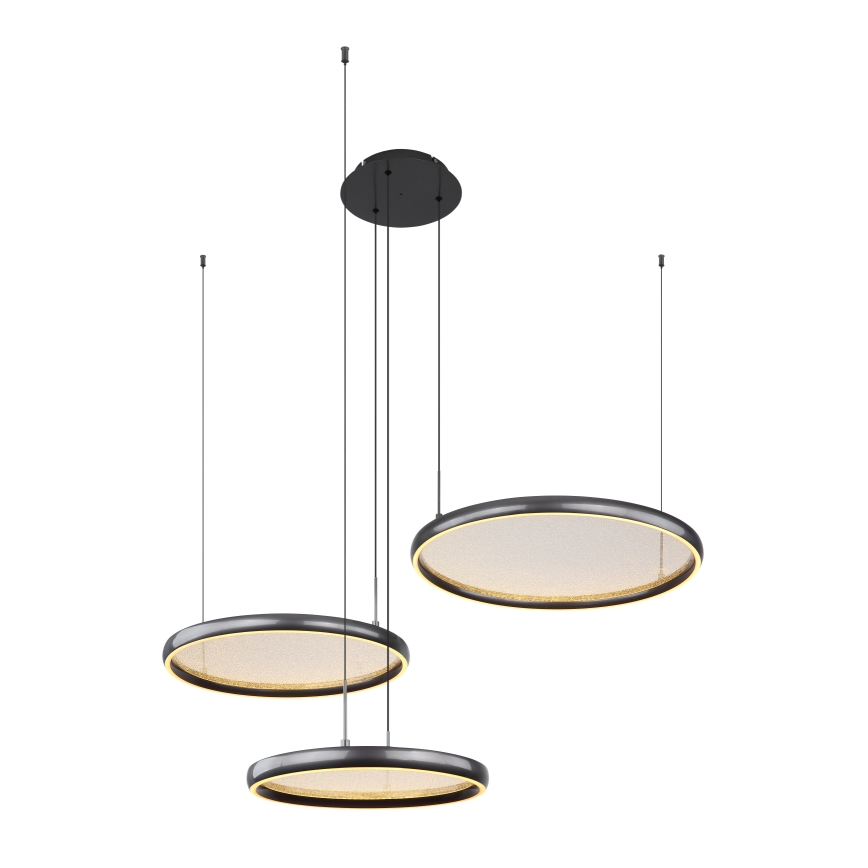 Globo - LED ljusreglerad ljuskrona på textilsladd LED/55W/230V 2700-6000K svart + fjärrkontroll