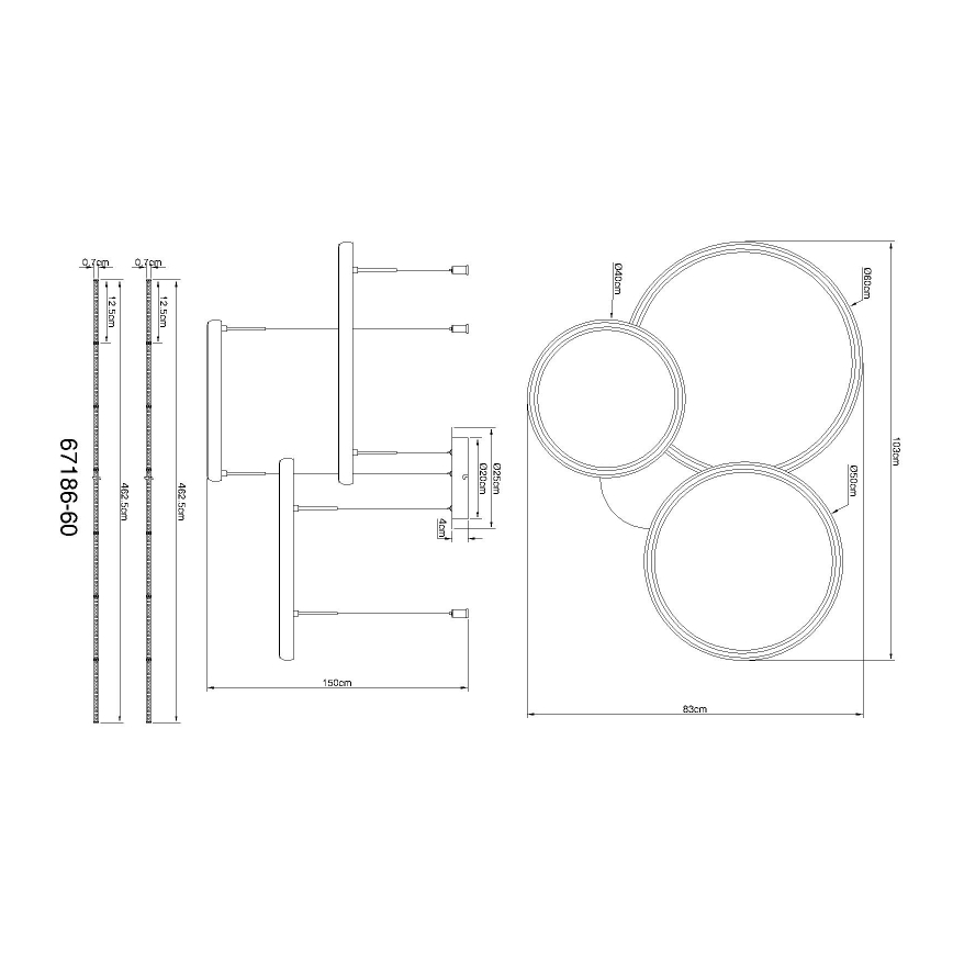 Globo - LED ljusreglerad ljuskrona på textilsladd LED/55W/230V 2700-6000K svart + fjärrkontroll
