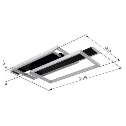 Globo - LED taklampa LED/40W/230V 62x27 cm matt krom/svart