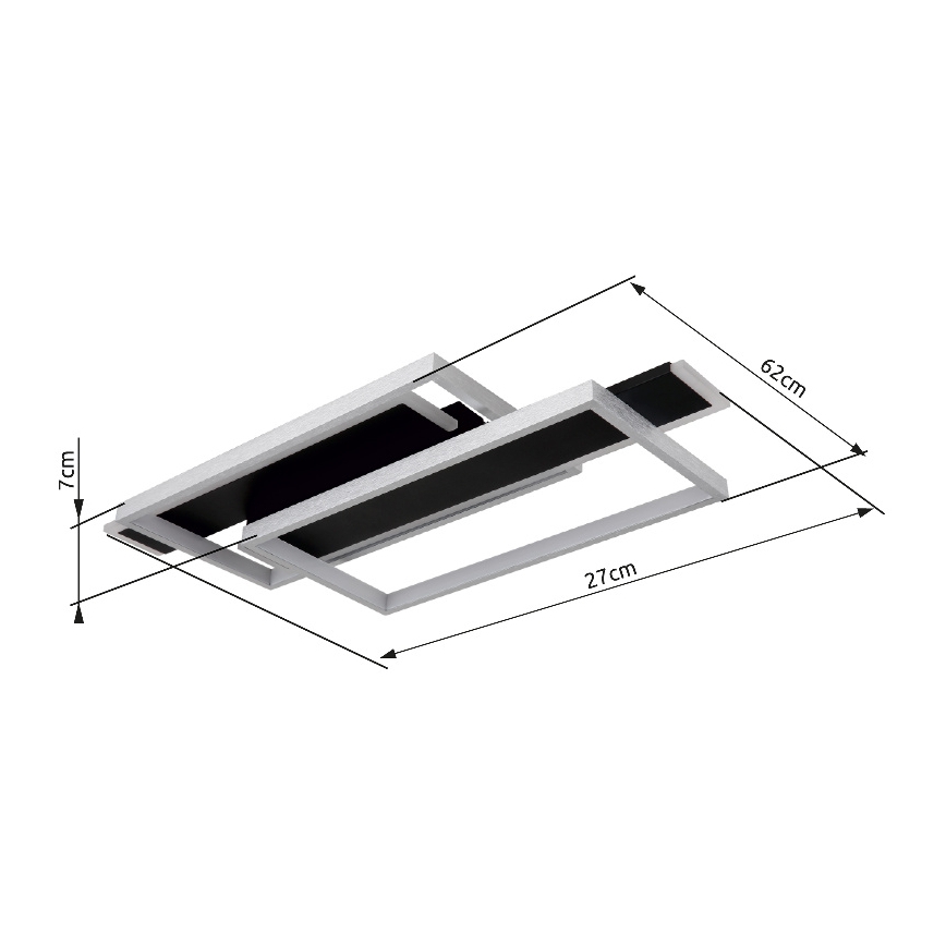 Globo - LED taklampa LED/40W/230V 62x27 cm matt krom/svart