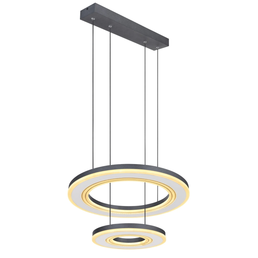 Globo - LED ljusreglerad ljuskrona på textilsladd LED/50W/230V 2700-6000K diameter 50 cm svart + fjärrkontroll
