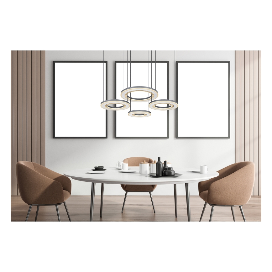 Globo - LED ljusreglerad ljuskrona på textilsladd LED/80W/230V 2700-6000K svart + fjärrkontroll