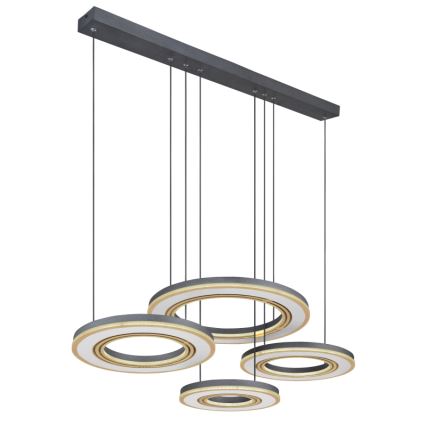 Globo - LED ljusreglerad ljuskrona på textilsladd LED/80W/230V 2700-6000K svart + fjärrkontroll