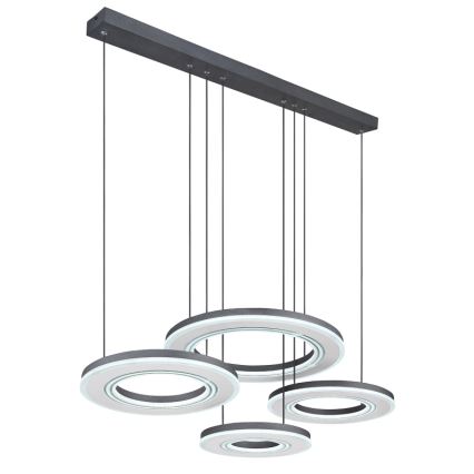 Globo - LED ljusreglerad ljuskrona på textilsladd LED/80W/230V 2700-6000K svart + fjärrkontroll