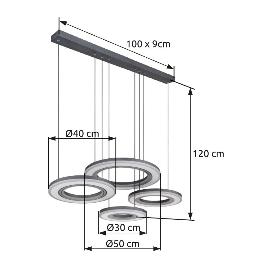 Globo - LED ljusreglerad ljuskrona på textilsladd LED/80W/230V 2700-6000K svart + fjärrkontroll