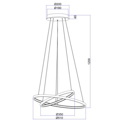 Globo - LED ljusreglerad ljuskrona på textilsladd 2xLED/21W/230V