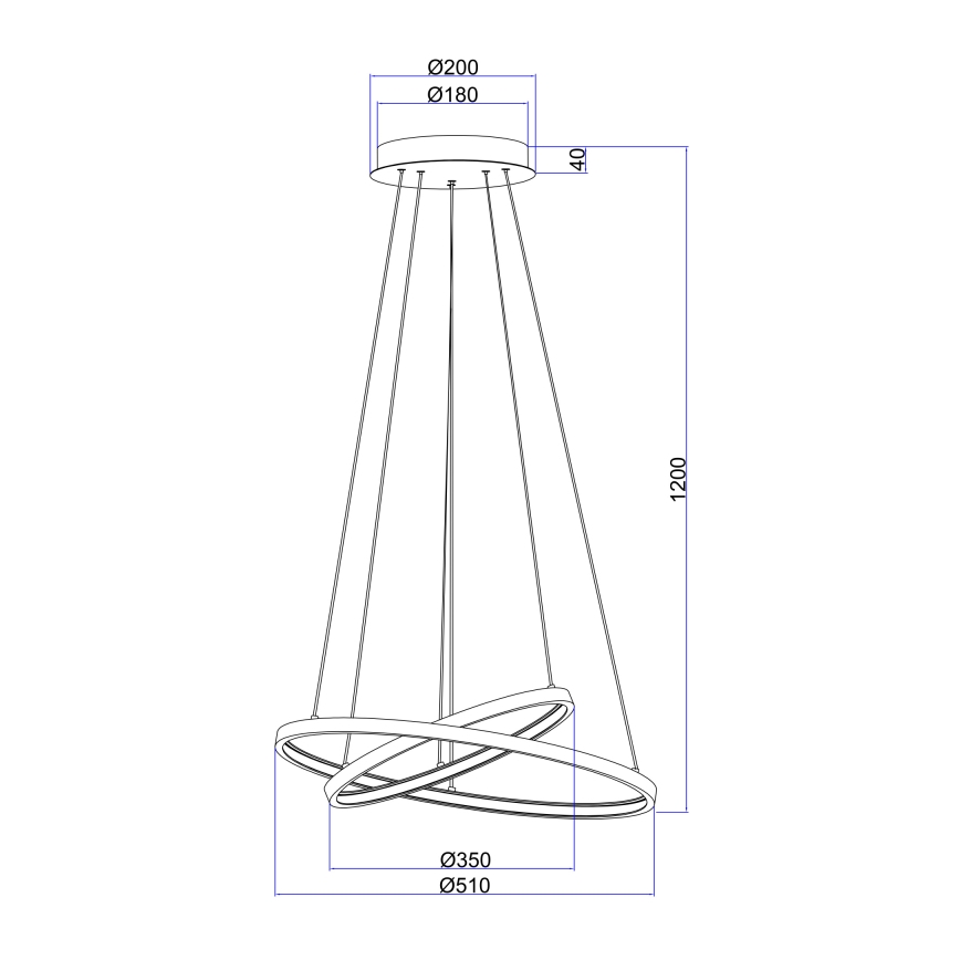 Globo - LED ljusreglerad ljuskrona på textilsladd 2xLED/21W/230V