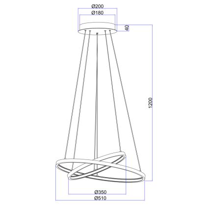 Globo - LED ljusreglerad ljuskrona på textilsladd 2xLED/21W/230V