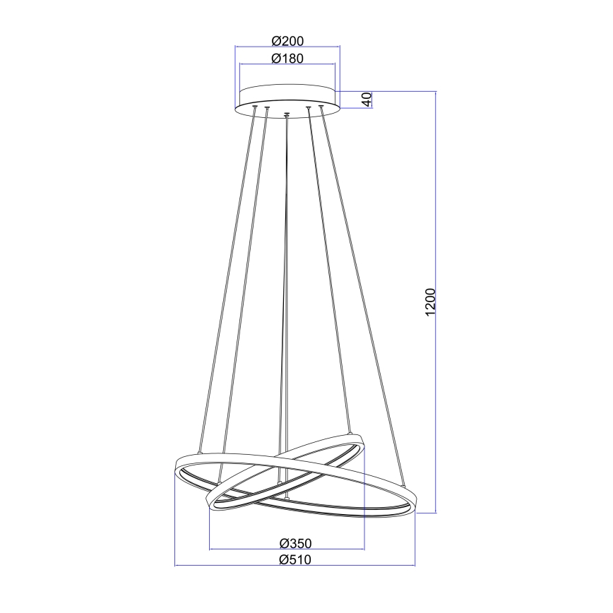 Globo - LED ljusreglerad ljuskrona på textilsladd 2xLED/21W/230V