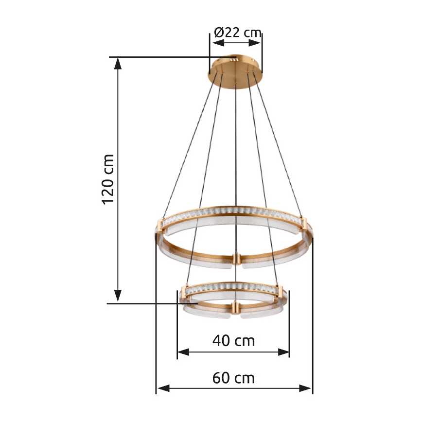 Globo - LED dimbar kristallkrona på kabel LED/78W/230V 2700K-6000K + fjärrkontroll
