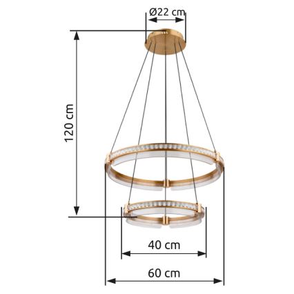Globo - LED Ljusreglerad kristall ljuskrona på snöre LED/78W/230V 2700K-6000K + fjärrkontroll