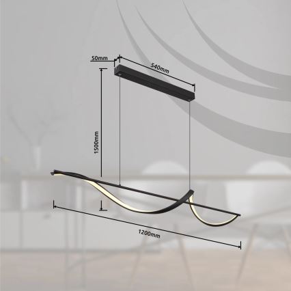 Globo - LED ljuskrona med textilsladd LED/24W/230V 3000K svart