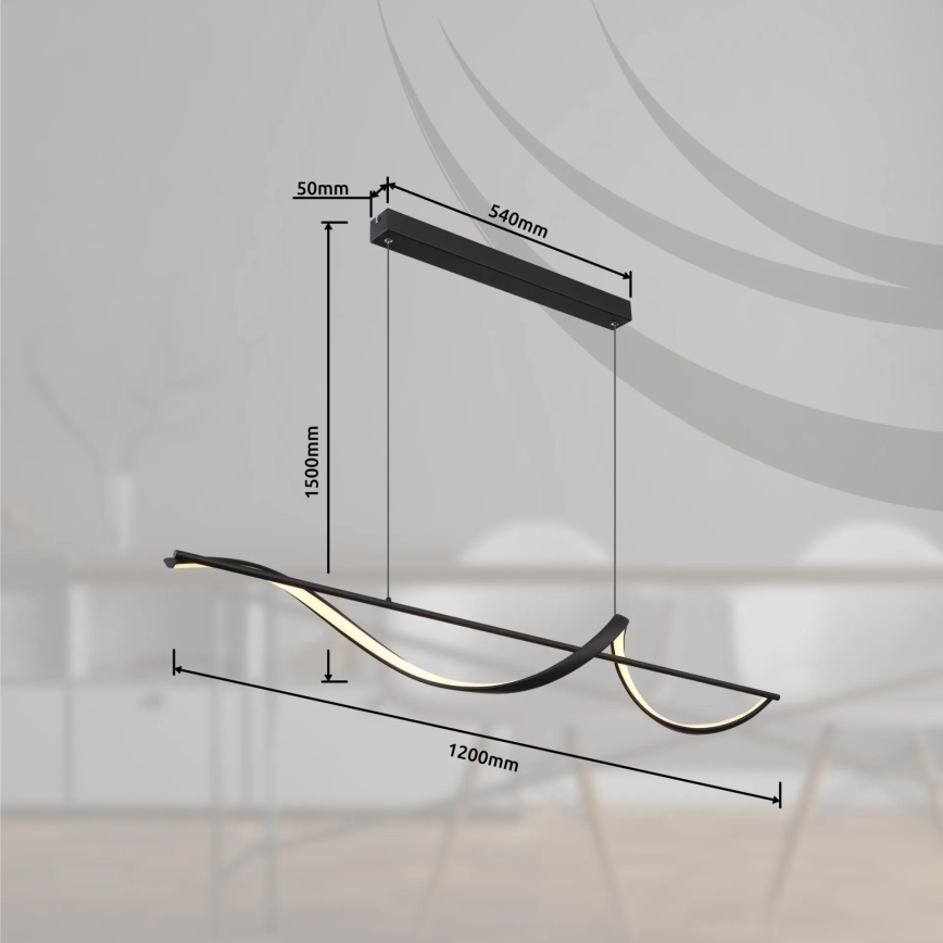 Globo - LED ljuskrona med textilsladd LED/24W/230V 3000K svart