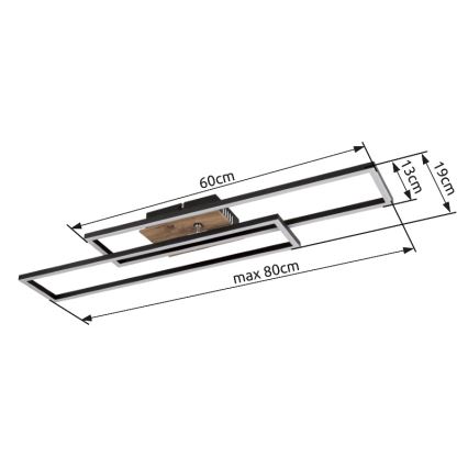 Globo - LED taklampa LED/30W/230V 3000K 60x80 cm svart