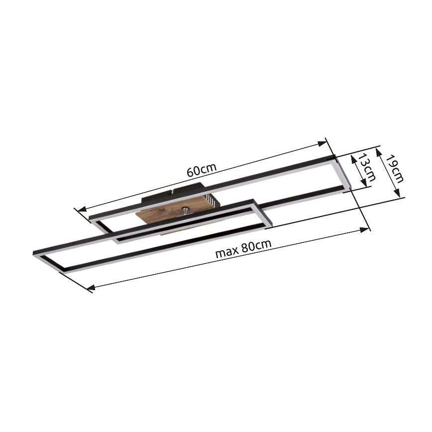 Globo - LED taklampa LED/30W/230V 3000K 60x80 cm svart