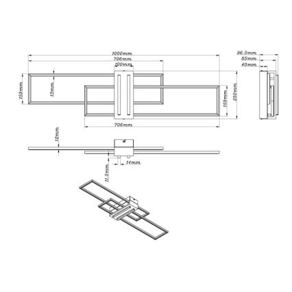 Globo - LED taklampa LED/40W/230V 3000K 25x100 cm svart