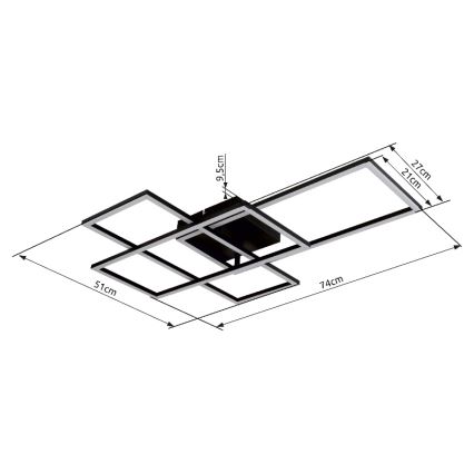 Globo - LED dimbar taklampa LED/40W/230V 2700-6500K 51x74 cm Wi-Fi Tuya + fjärrkontroll