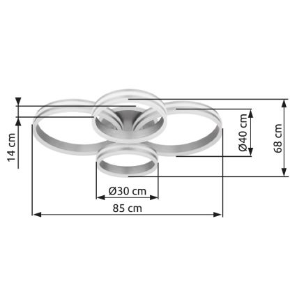 Globo - LED dimbar taklampa LED/90W/230V 2700-6000K 68x85 cm + fjärrkontroll