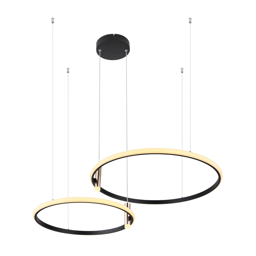 Globo - LED ljusreglerad ljuskrona på textilsladd LED/55W/230V 2700-6000K svart + fjärrkontroll