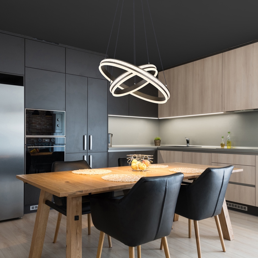 Globo - LED ljusreglerad ljuskrona på textilsladd LED/60W/230V 2700K-6000K + fjärrkontroll