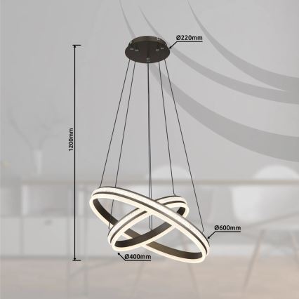 Globo - LED ljusreglerad ljuskrona på textilsladd LED/60W/230V 2700K-6000K + fjärrkontroll