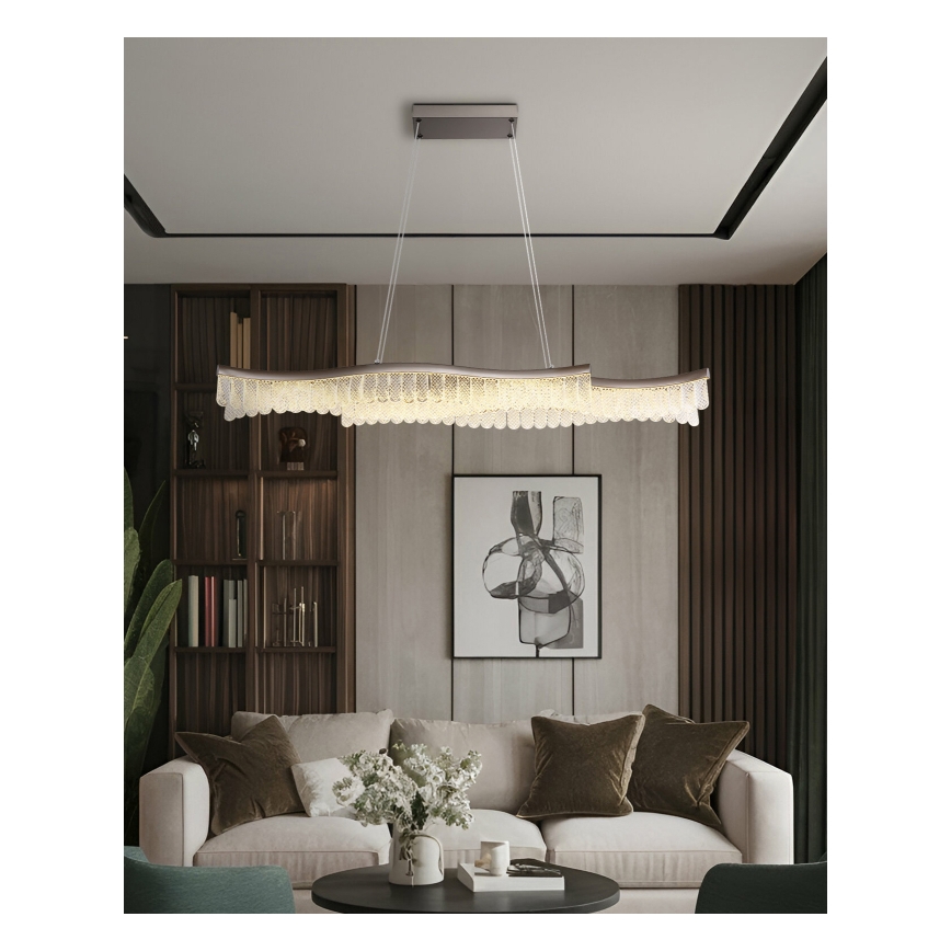 Globo - LED ljuskrona med textilsladd LED/35W/230V 3200K matt krom