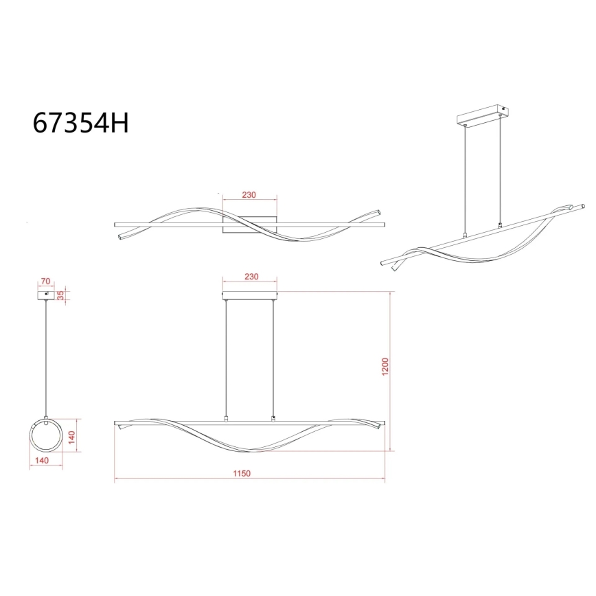Globo - LED-pendellampa med vajer LED/30W/230V 3000K