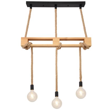 Globo - Ljuskrona med textilsladd 3xE27/60W/230V tall