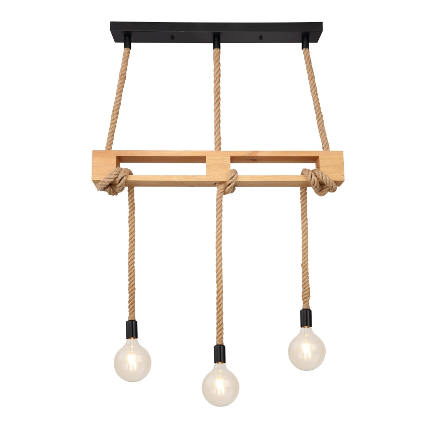 Globo - Ljuskrona med textilsladd 3xE27/60W/230V tall