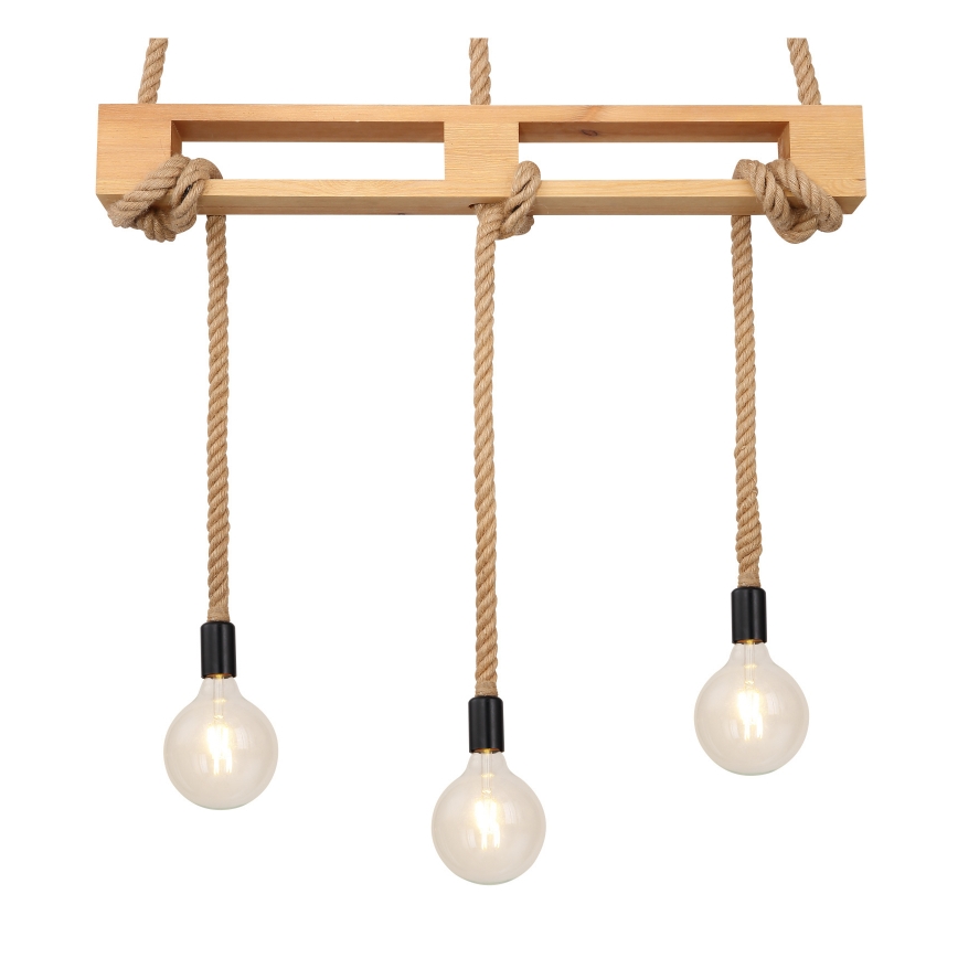 Globo - Ljuskrona med textilsladd 3xE27/60W/230V tall