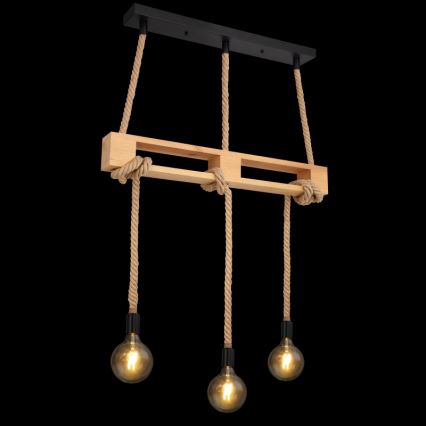 Globo - Ljuskrona med textilsladd 3xE27/60W/230V tall