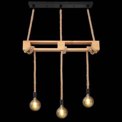 Globo - Ljuskrona med textilsladd 3xE27/60W/230V tall