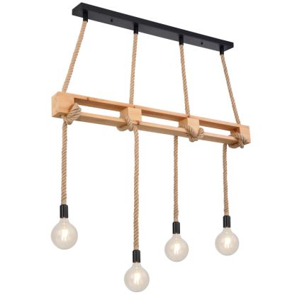 Globo - Ljuskrona med textilsladd 4xE27/60W/230V tall