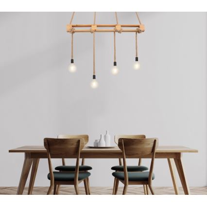 Globo - Ljuskrona med textilsladd 4xE27/60W/230V tall