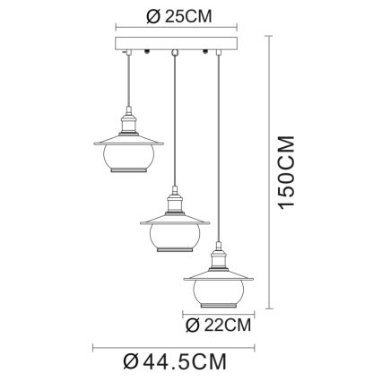 Globo 69030-3H - Hängande lampa 3xE27/60W