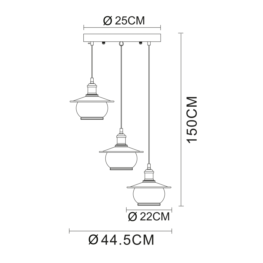 Globo 69030-3H - Hängande lampa 3xE27/60W