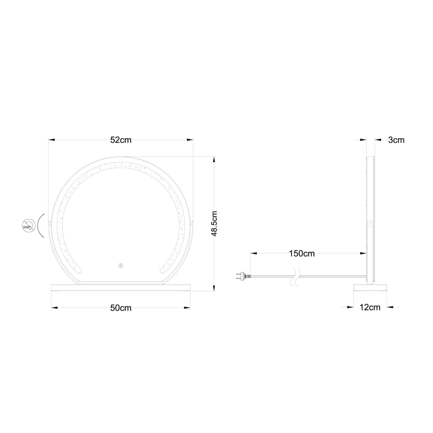 Globo - LED Ljusreglerad vägg spegel med en bakgrundsbelyst LED/10W/230V 2700/4000/6500K 12x48,5 cm