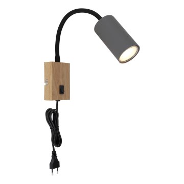 Globo - Flexibel vägglampa 1xGU10/25W/230V grå/brun