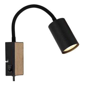 Globo - Flexibel vägglampa 1xGU10/35W/230V svart/brun