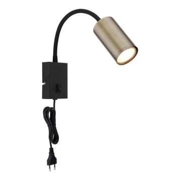 Globo - Flexibilní nástěnná lampa 1xGU10/25W/230V svart/mässing