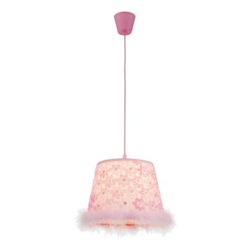 Globo - Hängande ljuskrona med textilsladd för barn 1xE27/60W/230V rosa